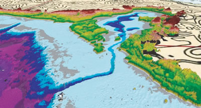 航空レーザー測深による立体画像(石垣島)