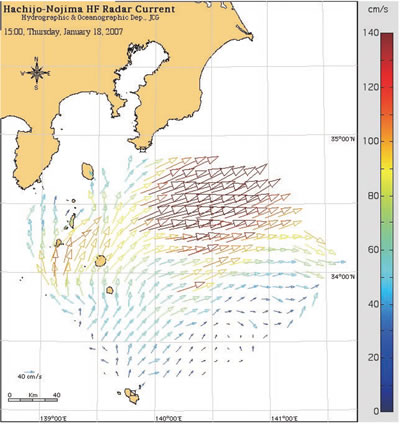 人工衛星によって観測された日本近海の表面海水温