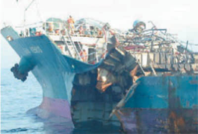 �i�ʐ^�j�����ɂ��j�������D�̂̏�