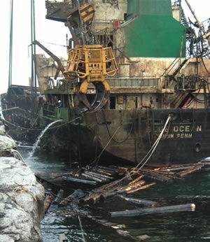 �����グ��ꂽ�J���{�W�A�Љݕ��D�uBLUE OCEAN�v