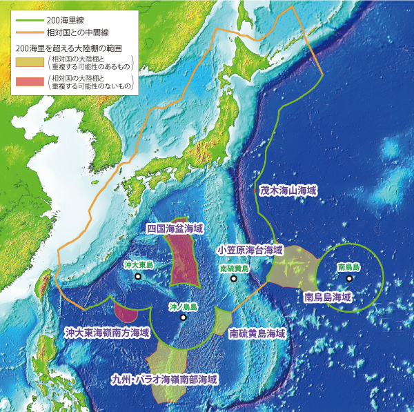 日本が申請した大陸棚の範囲