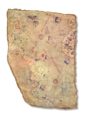 1513年にオスマン帝国のピーリー・レイースが作製した大西洋の地図 1513年にオスマン帝国のピーリー・レイースが作製した大西洋の地図