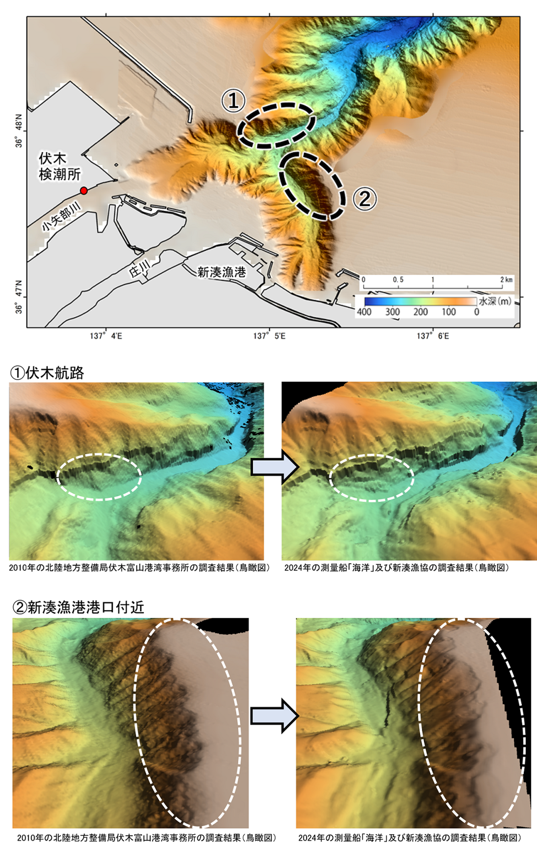図2　2010年と今回（2024年）の海底地形の比較